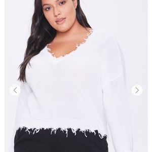 Plus Size Distressed-Trim Sweater